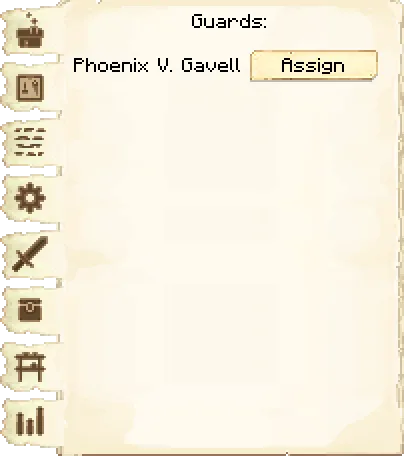 Guards tab of the Mine it's GUI
