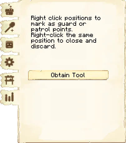 Guard tool tab of the Barracks Tower it's GUI