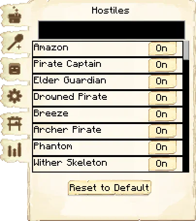 Hostiles list tab of the Barracks Tower it's GUI